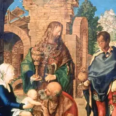 Albrecht Dürer, najważniejsze dzieła: Pokłon Trzech Króli z 1504 roku, z Maryją, Dzieciątkiem Jezus i hojnymi darami.