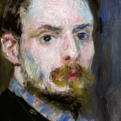 Portret mężczyzny z brodą, namalowany w charakterystycznym stylu Auguste'a Renoira. Dzieła tego artysty zachwycają żywymi barwami.
